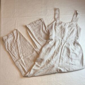 Old Navy Women's Light Beige Linen Jumpsuit Adjustable Straps Size XS